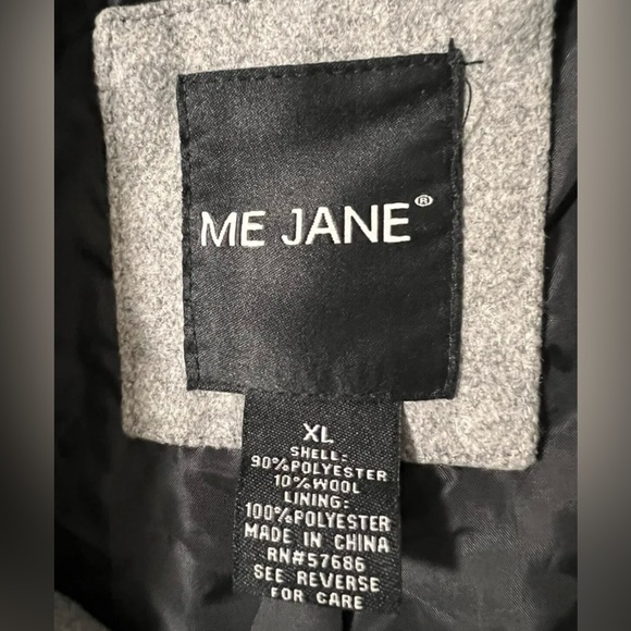 ME JANE Women's Sz XL Double Breasted Peacoat  Wool‎ Swing Jacket Gray Coat - Picture 6 of 8